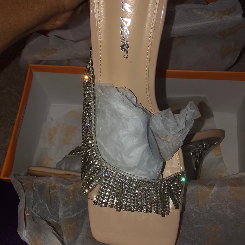 Brand new nude diamanté heels